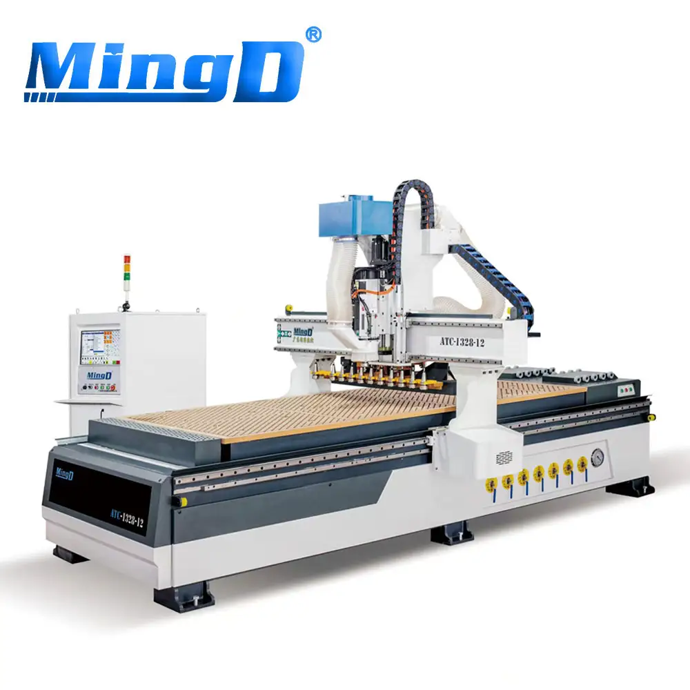MINGD ATC-1328-12全自動自家製CNCルーターマシン彫刻スピンドルルーターデスクトップ彫刻木材エンジン部品1300mm
