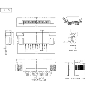 Connettori ZIF FPC ad Angolo Retto SMD SMT 10pz 0.5mm Contatto Inferiore 4 Pin FFC/FPC 5 6 7 8 10 12 16 18 20 22 24 30 P ZIF - Product Image 3