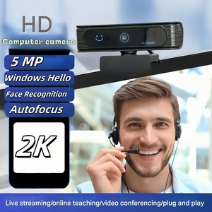 Nuevo HD para Windows Hello Reconocimiento facial 1080P 2K 4K Computadora sin controlador Cámara USB con micrófono - Product Image 4