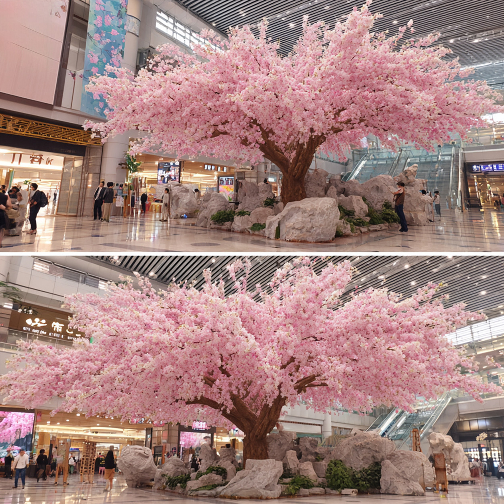 Arbre à fleurs de cerisier rose géant de 6 m