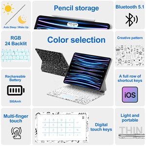 <strong>Custom</strong> PU Leather Case Wireless <strong>Keyboard</strong> Magic <strong>Keyboard</strong> for iPad Pro 12.9 Inch - Product Image 4