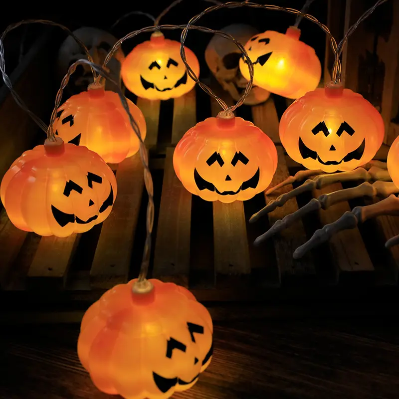 Halloween fantasma abóbora corda luzes feriado guirlanda festa decoração bateria levou luzes cena