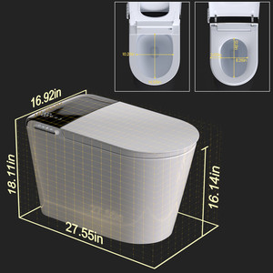 Lüks 1.28 GPF dijital ekran akıllı tuvalet u-şekil kullanıcı bellek ile büyük boy banyo aksesuarı otomatik gömme tek parça kapalı koltuk - Product Image 2