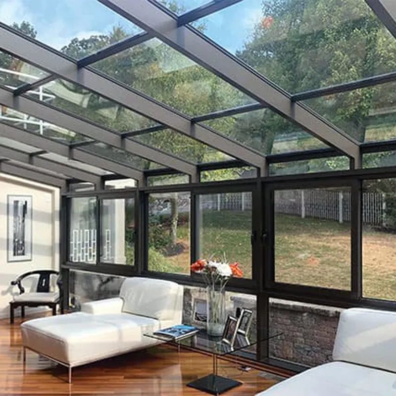 Ücretsiz ayakta Sunroom açık veranda alüminyum çerçeveli cam ev 4 sezon Sunroom çatı kış bahçesi Sunroom