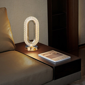 โคมไฟตั้งโต๊ะ LED คริสตัลรูปวงแหวนแบบ3สีหรี่แสงได้โคมไฟตั้งโต๊ะแบบสัมผัสพร้อมไฟ DC 5V แบบชาร์จไฟได้ตัวเรือนเหล็ก - Product Image 5