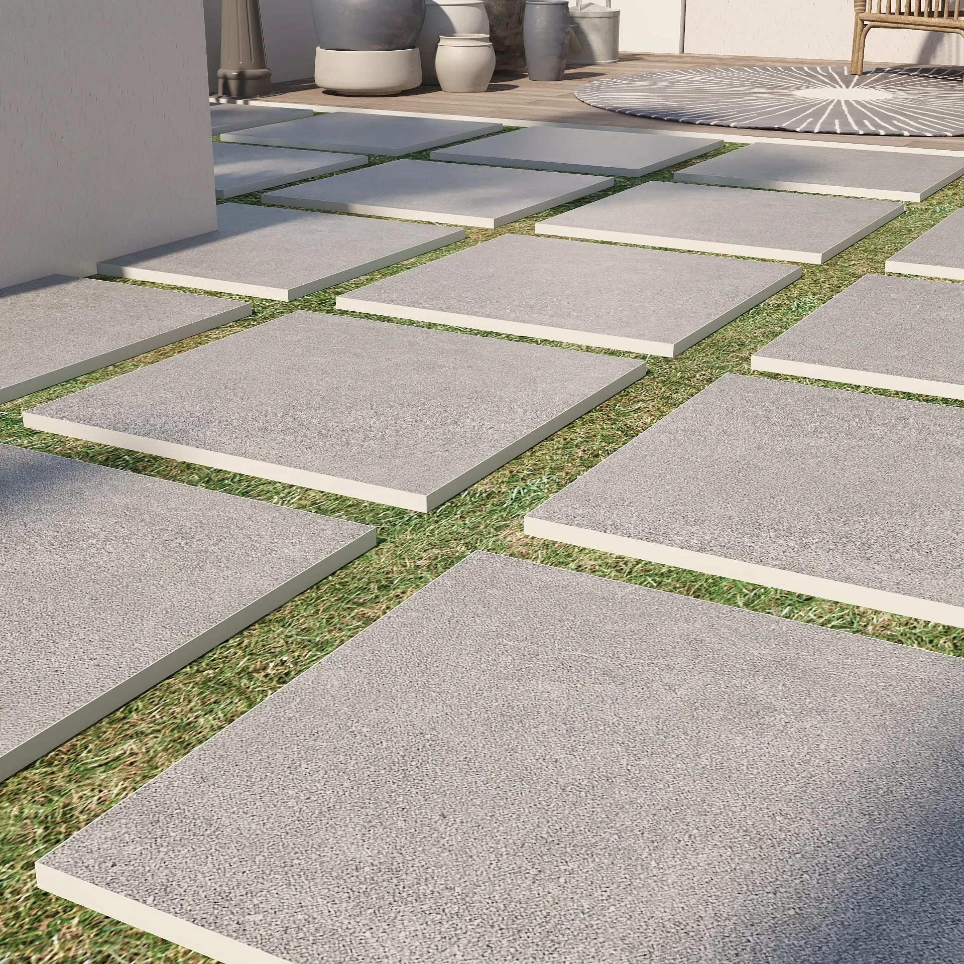 Giardino Patio grigio chiaro opaco piastrelle per esterni in ceramica pavimento 2cm