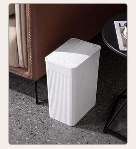 Cubo de basura rectangular delgado de plástico, contenedor de basura estrecho, papelera para baño, cocina, oficina - Product Image 5