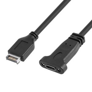 USB 3.1 Type Cメス-USB 3.1 Type Eオスコネクタ延長ケーブル、フロントパネルマウントマザーボードヘッダー付き
