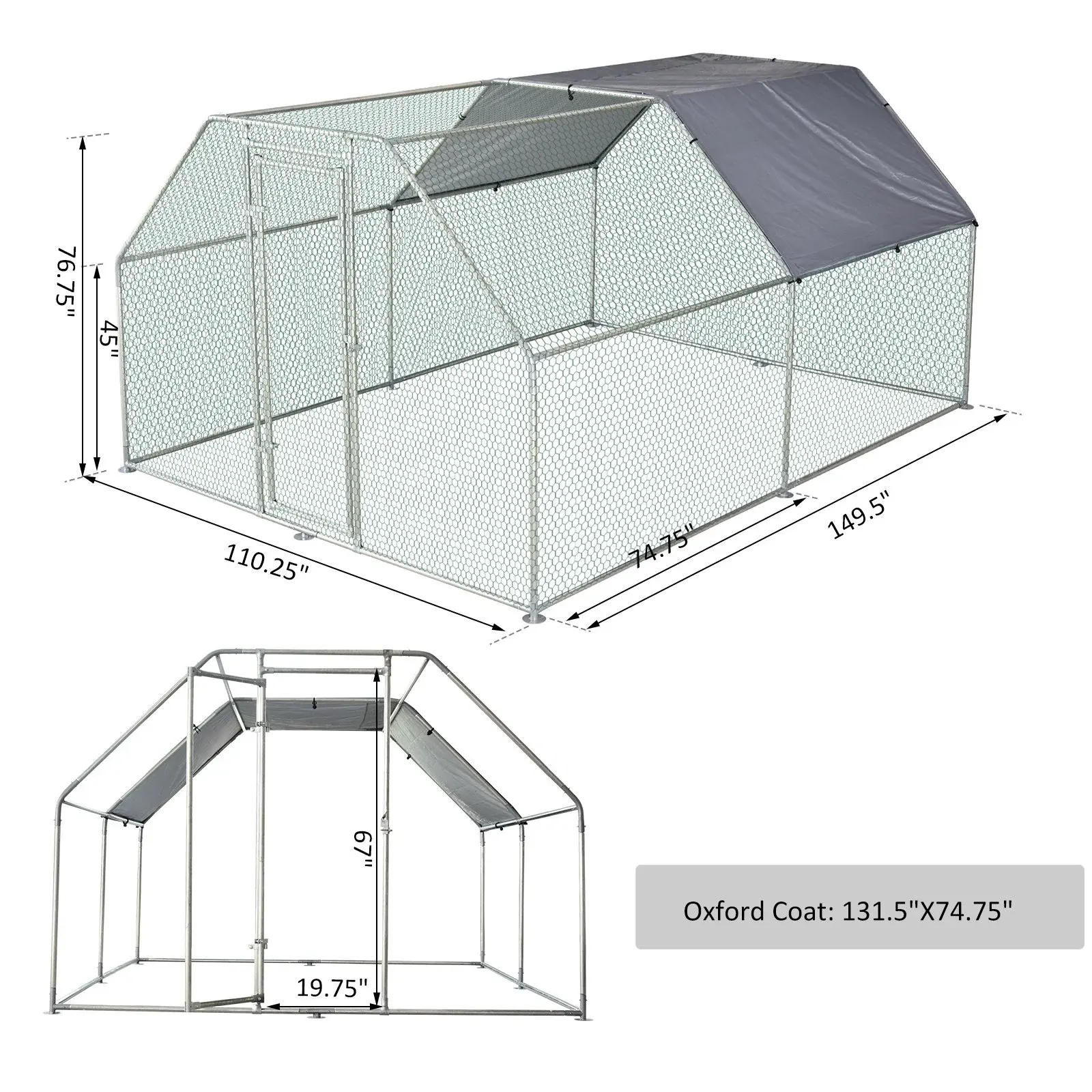 4m x 3m in acciaio zincato a caldo pollo walk-in run enclosure coniglio hutch pollaio duck house