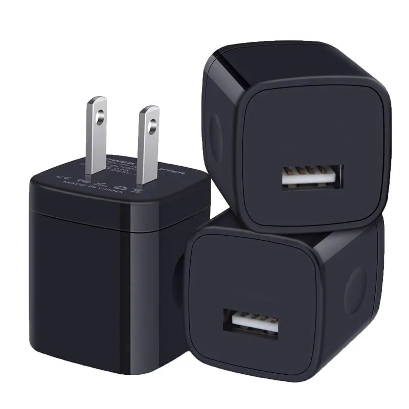 Adaptor Charger perjalanan, hitam Mini cepat mengisi dinding US Plug Outlet kotak daya kubus Port tunggal USB AC untuk iPhone Samsung