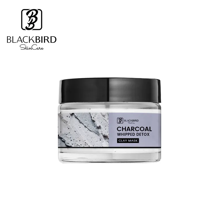 Private Label Black Bamboo Charcoal Detox montata esfoliante pulizia profonda argilla maschera viso sbiancante maschera di fango facciale