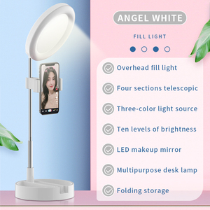Amazon sıcak satıcı USB işık özçekim Video lambası katlanabilir dolgu ışık karartma <span class=keywords><strong>LED</strong></span> dolgu lambası telefon klibi ile ayna Selfie halka ışık