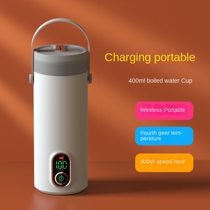 Tragbarer kabelloser wiederauf ladbarer Wasserkocher Thermo kochbecher für Reise auto Wasserkessel Temperatur regelung Thermoskanne 400ml