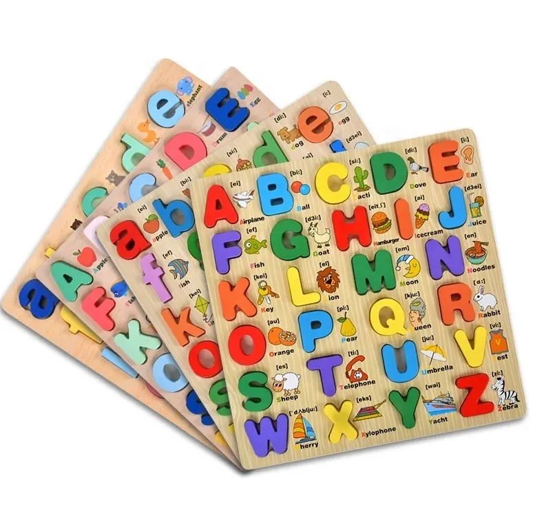子供木製数字形状認知Abcジグソーパズル3Dモンテッソーリ初期教育学習パズルおもちゃ子供男の子女の子