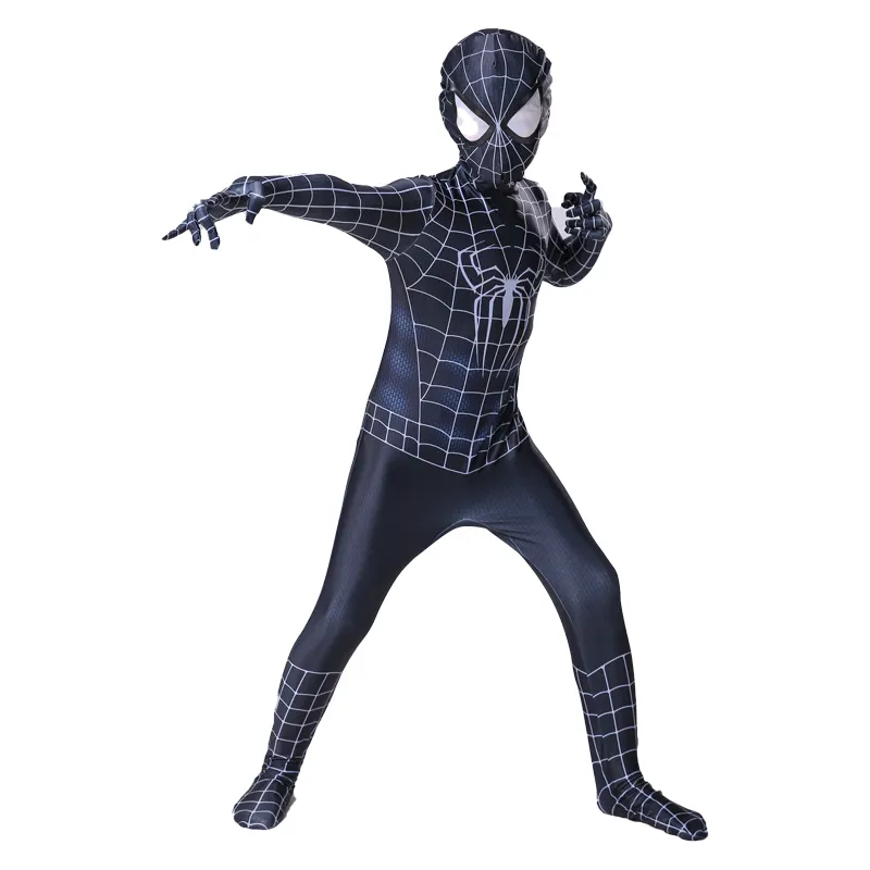 Красивая черная одежда для Хэллоуина для детей и взрослых, костюм супергероя из ТВ и фильма, Фабричный костюм, костюм Человека-паука, костюм
