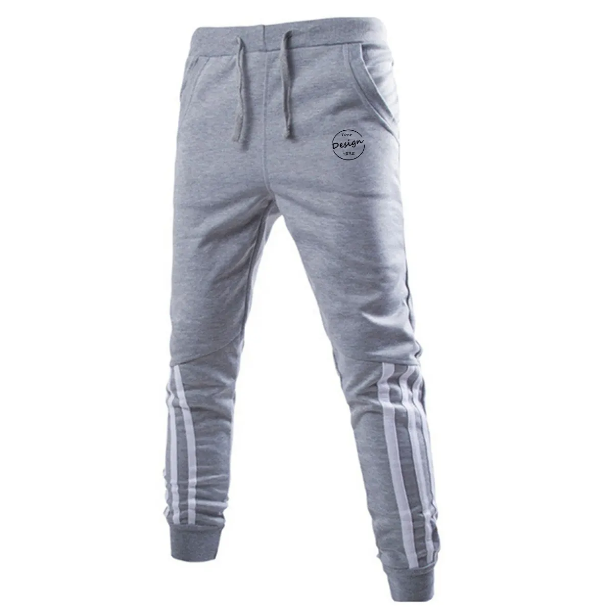 Wholesale Custom Logo Trousers Men Summer Thin Running Sports Pants Tight Fit Men Casual Ice Silk Stripe Spliced Pants Men