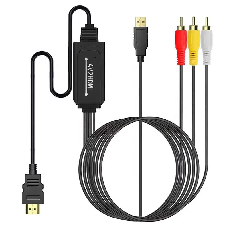 Cavo composito da RCA a HDMI di vendita caldo con cavo di ricarica USB Mini AV 3RCA CVBS cavi compositi a adattatore convertitore HDMI 1080P