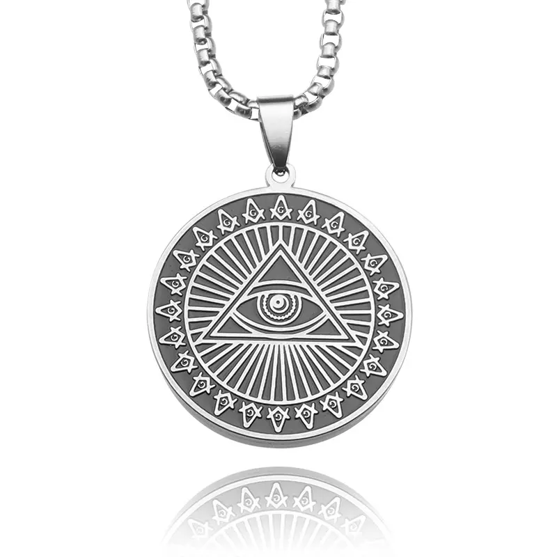 All Seeing Eye Wards Off Evil Stainless Steel Egyptian Fashion Jewelry Mysterious Masonic Necklaces Eye of Providence Pendant
