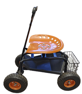<strong>Red</strong> Aluminum Garden <strong>Cart</strong> with Short Handle Four-Wheel <strong>Rolling</strong> Stool Scooter Platform Structure OEM Customizable Storage Tray - Product Image 3