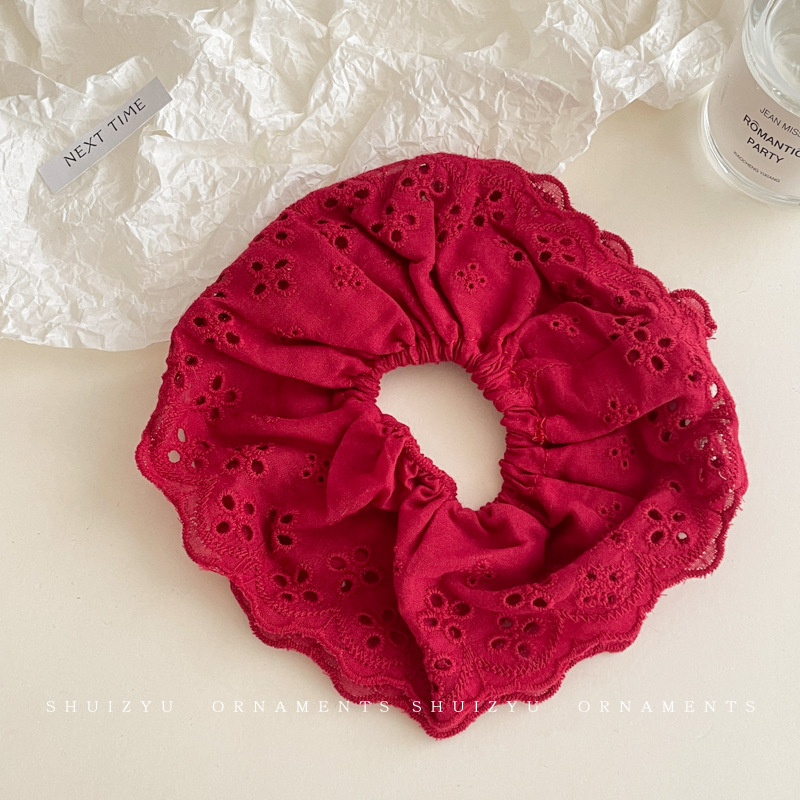 12 dentelle rouge, bordure ajourée, double épaisseur