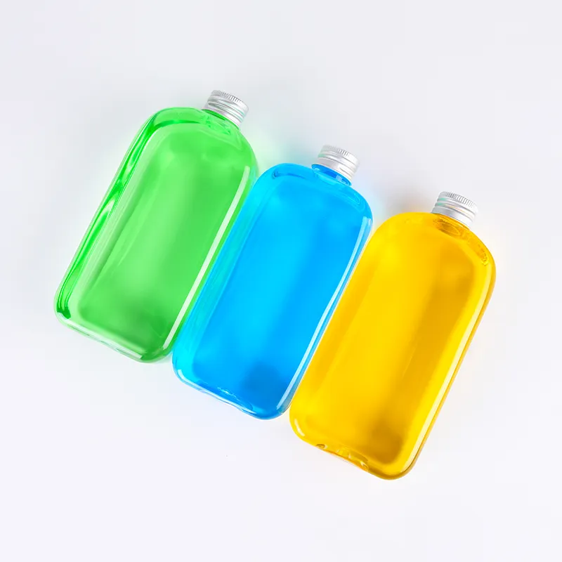 Food grade wholesale transparent empty juice PET plastic 300ml 350ml plastic drink bottle with aluminum lid