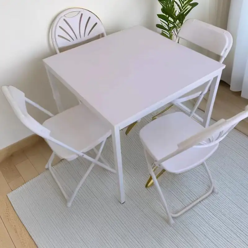 Moderno piccolo bianco quadrato soggiorno cucina sala da pranzo ristorante mobili legno gamba in metallo tavolo da pranzo set 4 sedie