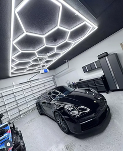 Deformable IP67 LED Garage Ceiling Light Working Hexagon Hanging Detailing LED Home Fixture