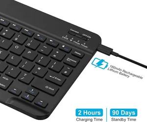 Teclado BT ultradelgado Mini teclado inalámbrico portátil recargable para Apple iPad iPhone Samsung Tablet teléfono IOS Android 10"