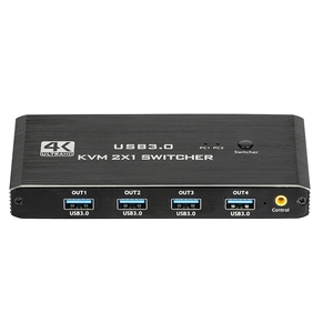 带按钮开关的USB3.0 KVM交换机EDID 2端口高清电视4K 60hz分辨率1监视器2台计算机4 USB3.0端口摄像机投影仪 - Product Image 3