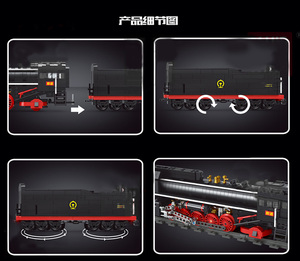 新しいデザインクリエイティブレンガRC蒸気機関車電気鉄道モデルDIYビルディングブロックリモートコントロールトレインRCおもちゃ - Product Image 4