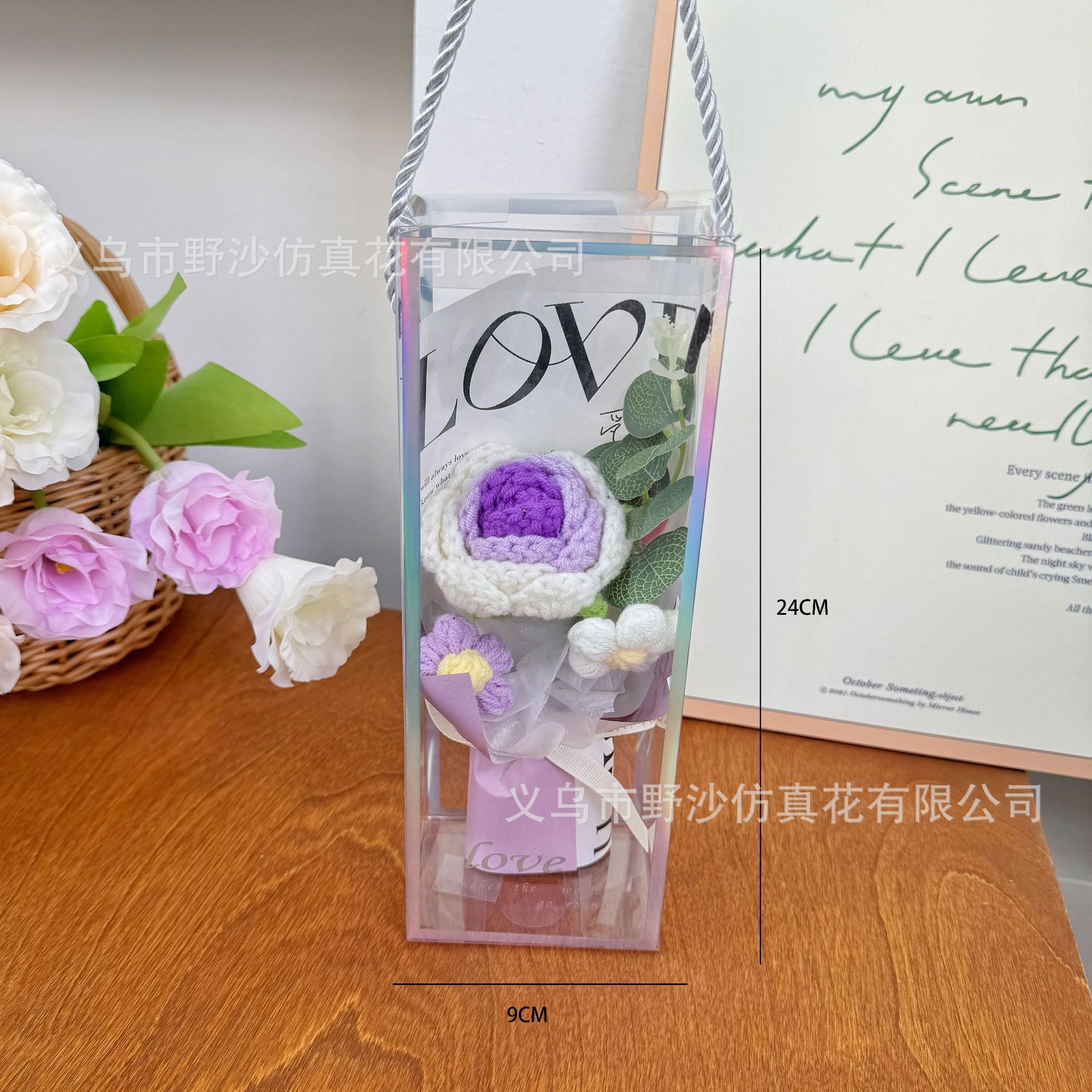 Mxh031-sac à main rose violet + carte de voeux lumineuse