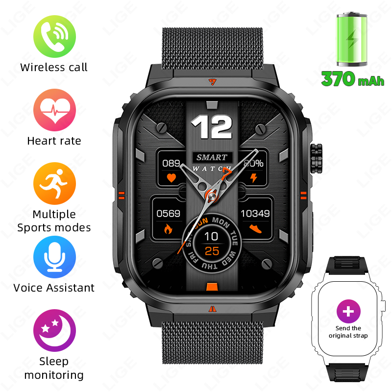 5 mailles noires en acier + bracelet silicone noir