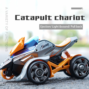 รถของเล่นไดคาสต์1:32 Die-Cast 2 In 1แข่งรถจักรยานยนต์ Catapult Chariot พร้อมไฟและดนตรี - Product Image 2