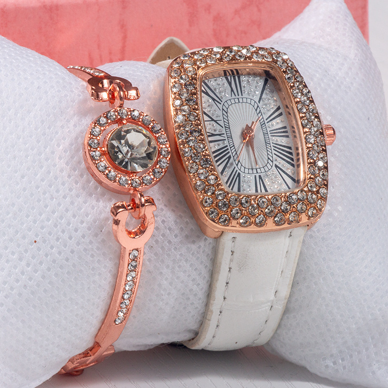 Reloj blanco + pulsera + caja