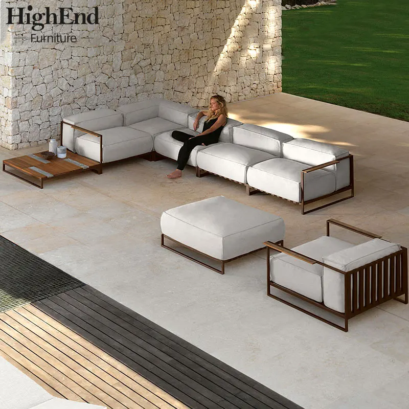 2023 nuovi mobili da giardino in rattan per il tempo libero divano mobili salotto in legno divano in rattan set patio esterno di lusso mobili divano