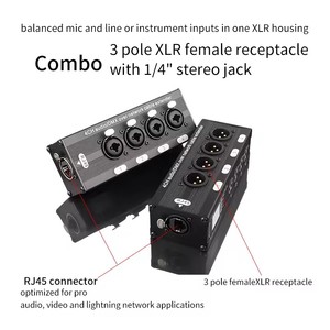 Caja adaptadora de Audio/DMX RJ45 a 4 XLR + 6,35, convertidor divisor de extensión de señal de red, Conector de enchufe Jack de montaje en enchufe compuesto