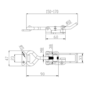 Cerradura de pestillo Delta de acero inoxidable con resorte con ojo de gancho pestillo de palanca de extracción ajustable para candado de sujeción de caja de herramientas - Product Image 4