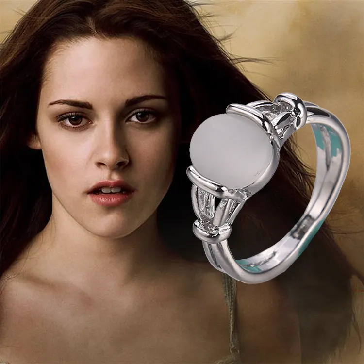 Twilight Saga Ring Bella Opale Versilberte Mode Heiße neue einfache klassische Film Film Schmuck für Frauen Dame