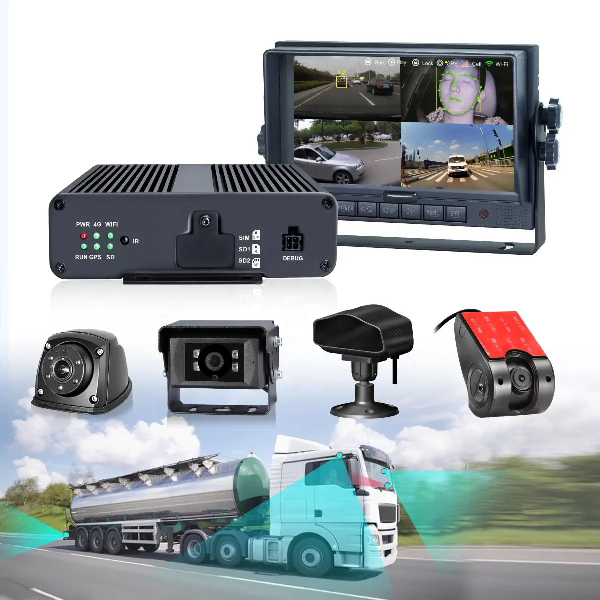 STONKAM MDVR KIT DVR para autobús de camión 4G 3G GPS WiFi soporte ADAS/AVM/DSM/función de conteo de personas