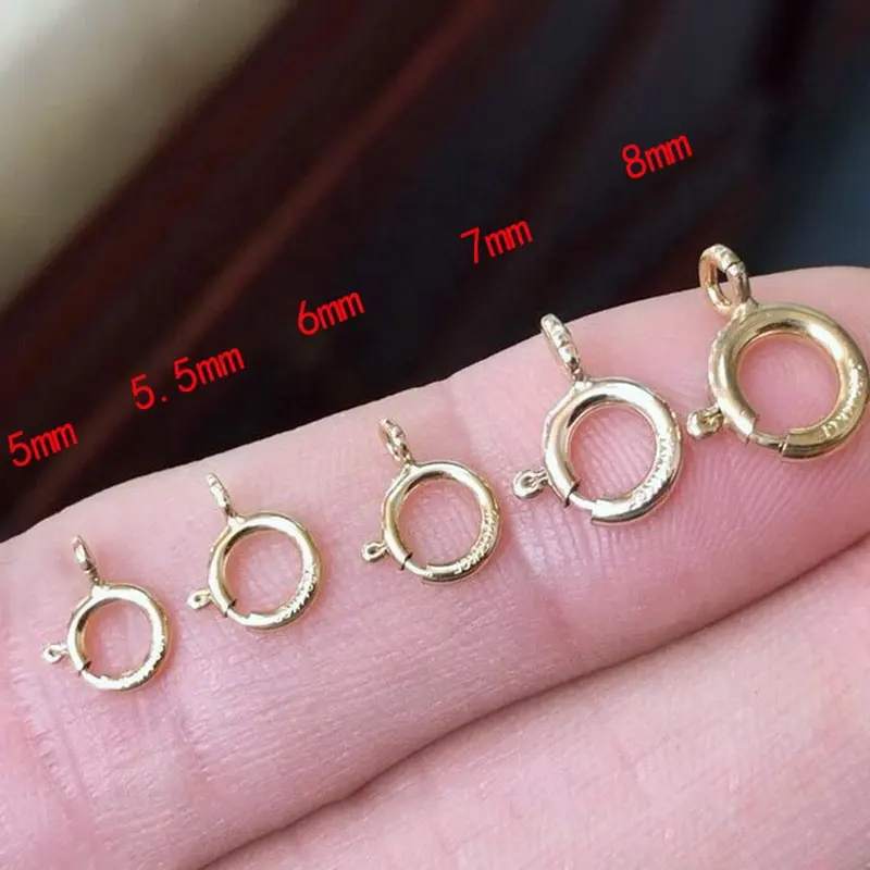 Hot Sale 14k Gold Filled Pulseira Primavera Anéis Fechos 5mm 5.5mm 6mm 7mm Para Fazer Colar De Jóias