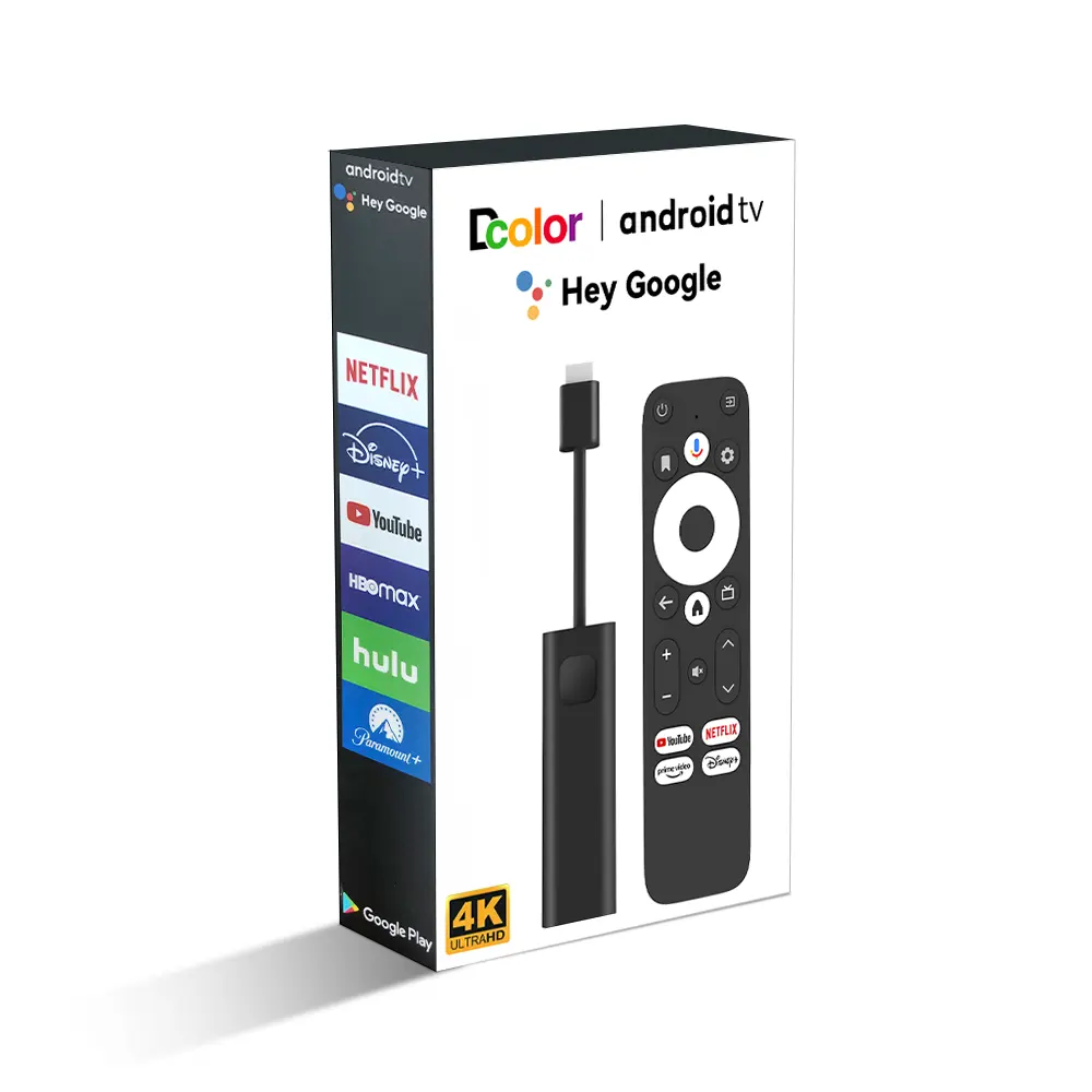 Mando a distancia de Google Play Store, control remoto por voz de TV stick de 4 canales con Android, mlogic S905Y4-B