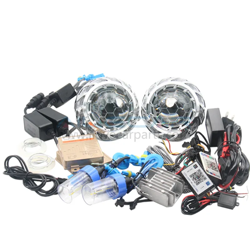 Ailecar kit de lentes de projetor, lentes de projetor para carro, 3.0 polegadas, turbina rgbw, perseguição x hid, kit de lentes de projetor