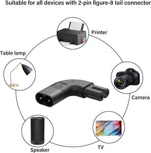 電源アダプタコネクタIEC 320 C7 to C8図8左右角度電源アダプタ - Product Image 6