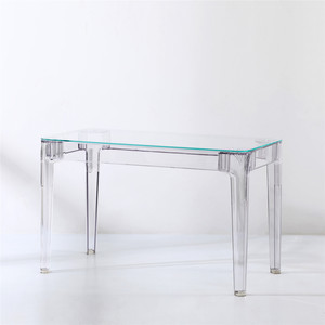 Nhà Máy Bán Buôn Bắc Âu Thiết Kế Hiện Đại Hình Chữ Nhật Hình Chữ Nhật Hổ Phách Tempered <span class=keywords><strong>Glass</strong></span> Trong Suốt Acrylic Phòng Ăn Bảng - Product Image 3