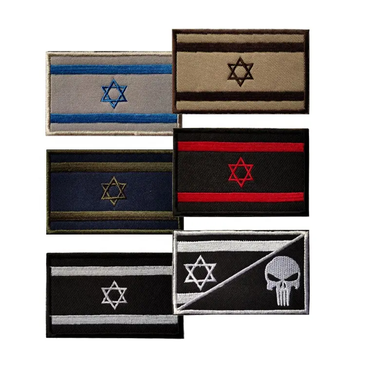 Écusson tactique de drapeau d'Israël en gros insigne de brassard de crochet arrière personnalisé de logo de broderie de haute qualité