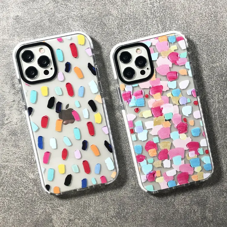 Funda transparente con pinturas al óleo de colores para iPhone, funda transparente con diseño de pinturas al óleo de moda para iPhone 13 Pro 12 11 Pro Max