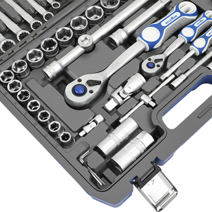 61 Pcs 1/2 3/8 1/4 72T <strong>Tool</strong> <strong>Kit</strong> with Socket Wrench <strong>Tool</strong> Set in Iron Metal Box for Car Repairing Mechanical Hand <strong>Tool</strong> Set - Product Image 5