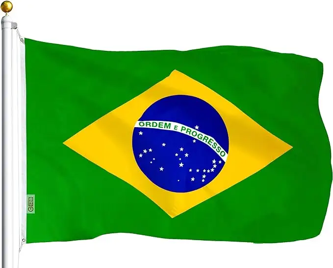 HeYuan bandiera brasiliana personalizzata 3x5 Ft poliestere spesso con occhielli in ottone testina di testa di tela bandiere nazionali brasiliane stampa logo