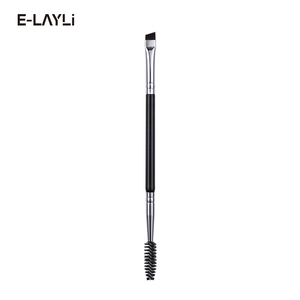 Yüksek kaliteli hassas 2 in 1 kaş fırçası çift uç siyah tek Ultra ince açılı eğimli kaş fırçası ile Spoolie özel - Product Image 1