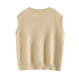 定制服务针织衫高品质<span class=keywords><strong>v</strong></span>领针织无袖女式休闲毛衣背心针织衫